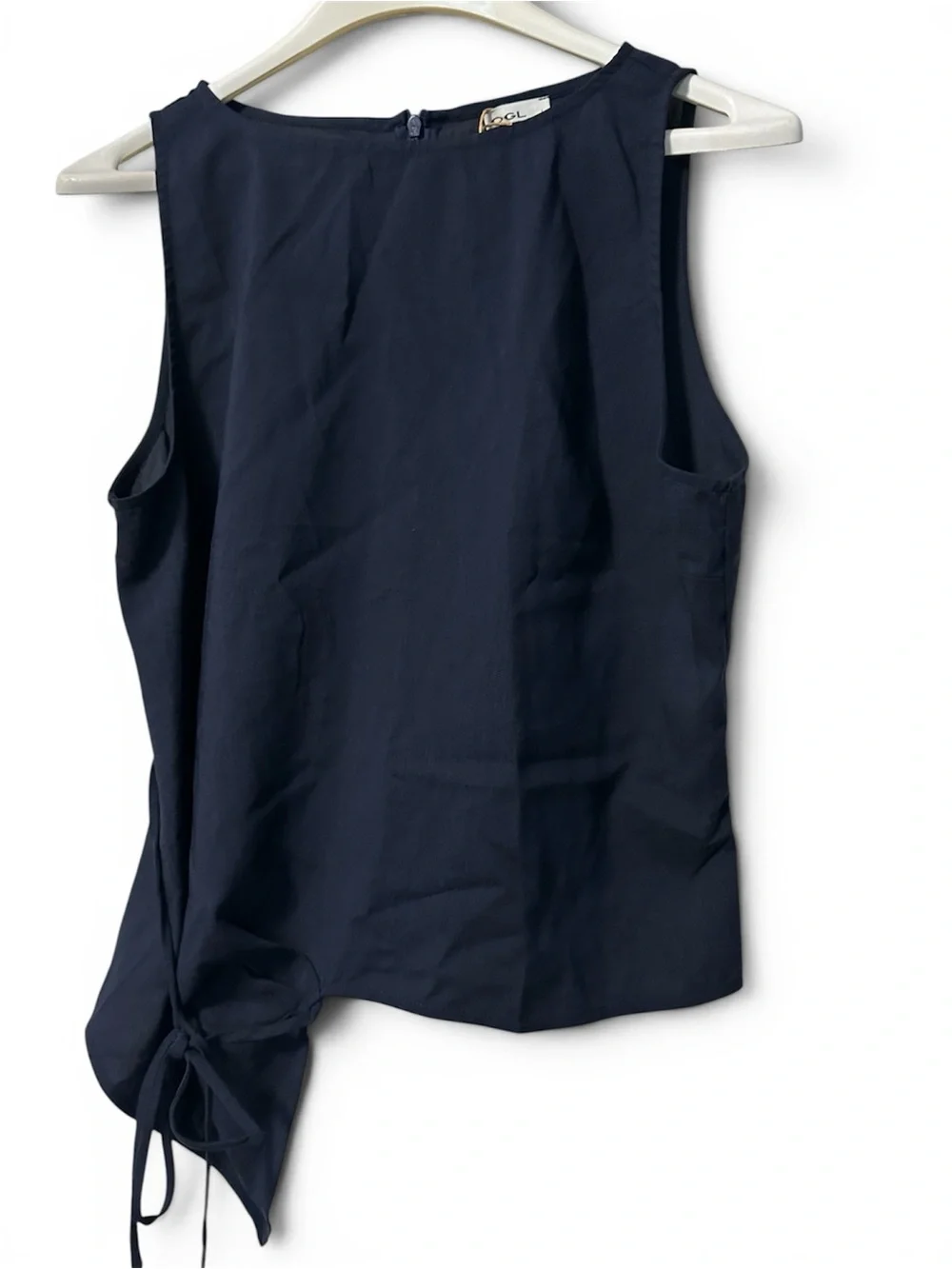OGL Navy Side-Tie Asymmetric Sleeveless Top - Large - Picture 5 of 7